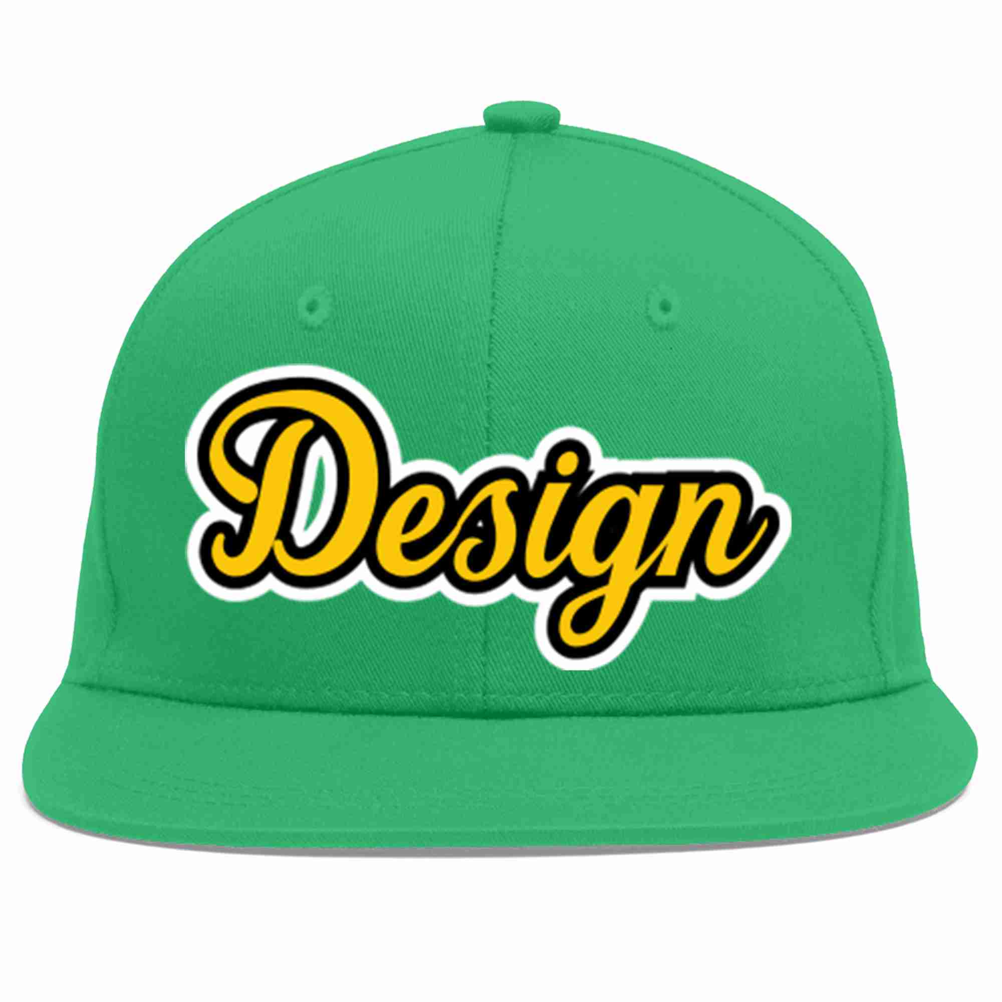 Custom Teal Gold-Black Flat Eaves Sport Baseball Cap