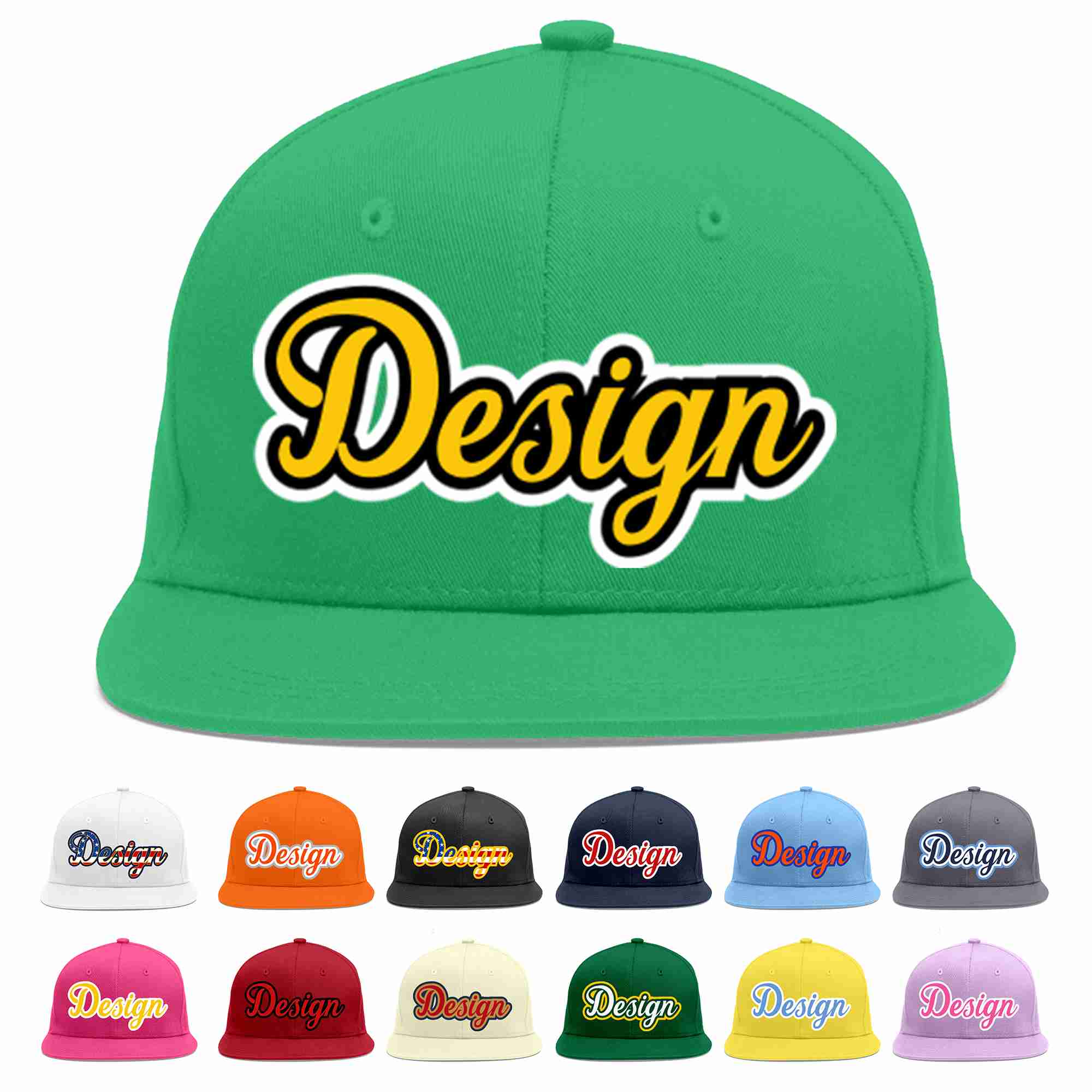 Custom Teal Gold-Black Flat Eaves Sport Baseball Cap