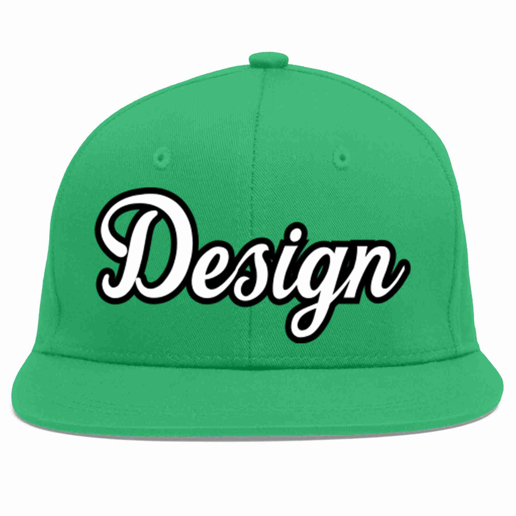 Custom Teal White-Black Flat Eaves Sport Baseball Cap