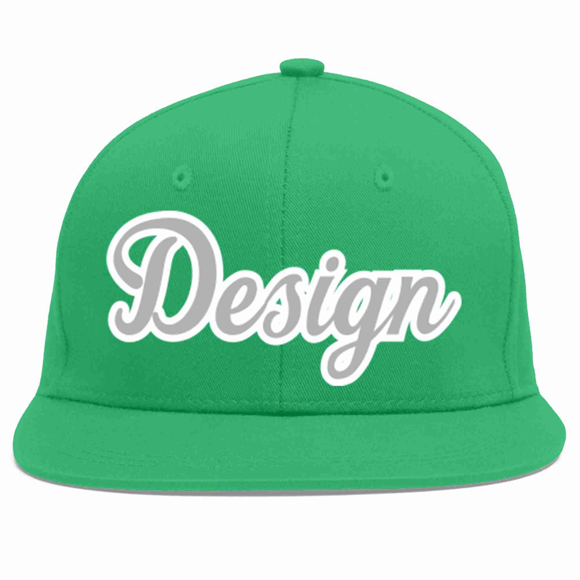 Custom Teal Gray-White Flat Eaves Sport Baseball Cap