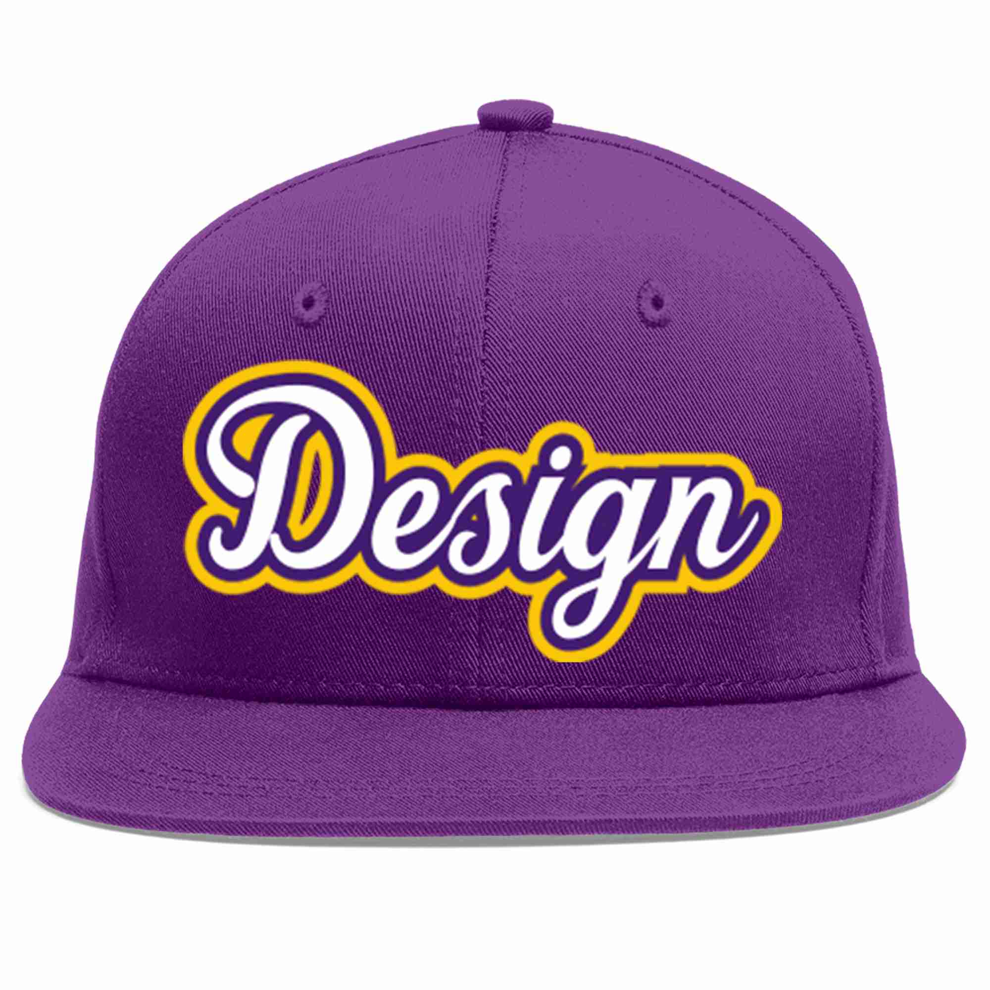 Conception personnalisée de casquette de baseball de sport à avant-toit plat violet blanc-violet pour hommes/femmes/jeunes