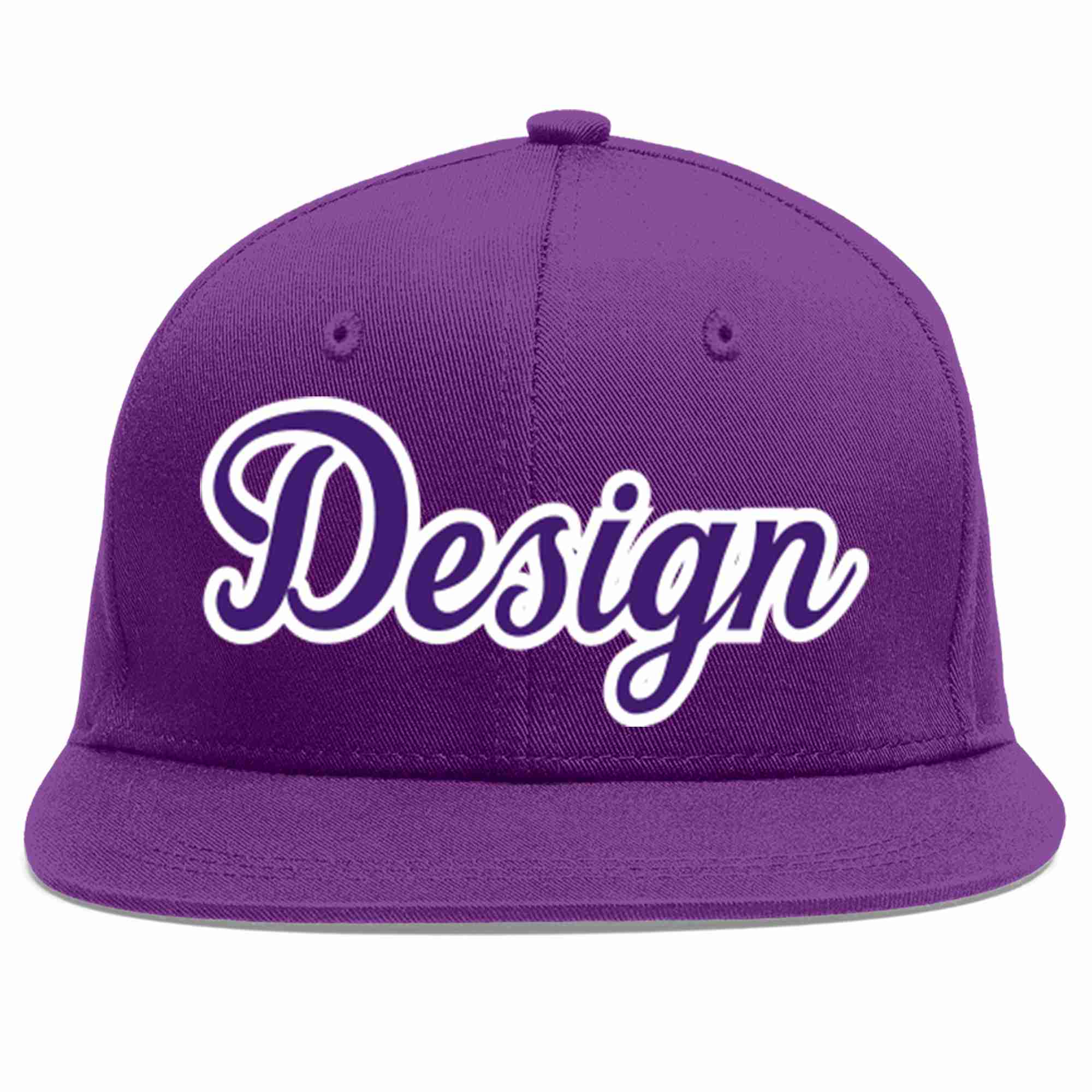 Conception personnalisée de casquette de baseball de sport à avant-toit plat violet violet-blanc pour hommes/femmes/jeunes