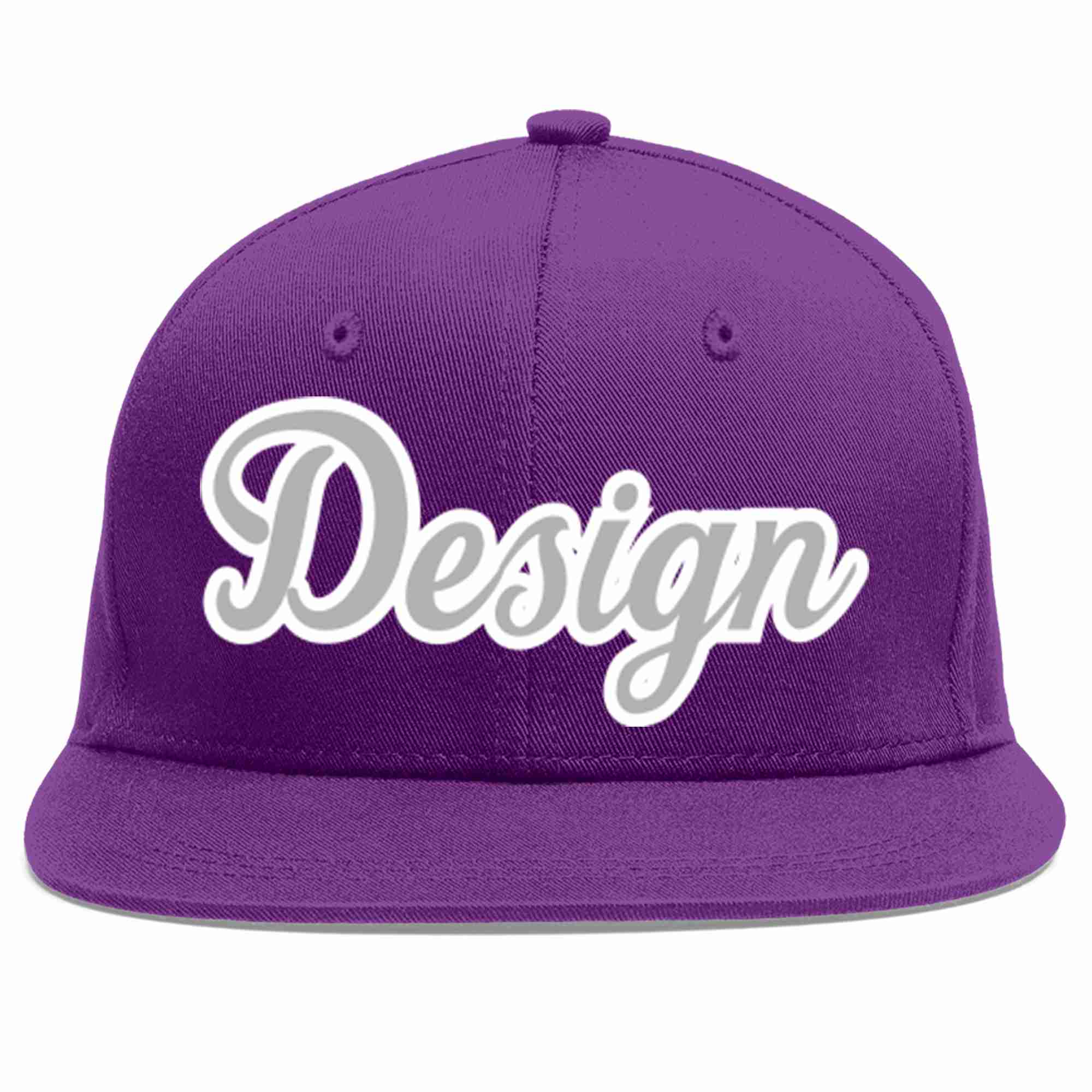 Custom Purple Gray-White Flat Eaves Sport Baseball Cap Design for Men/Women/Youth