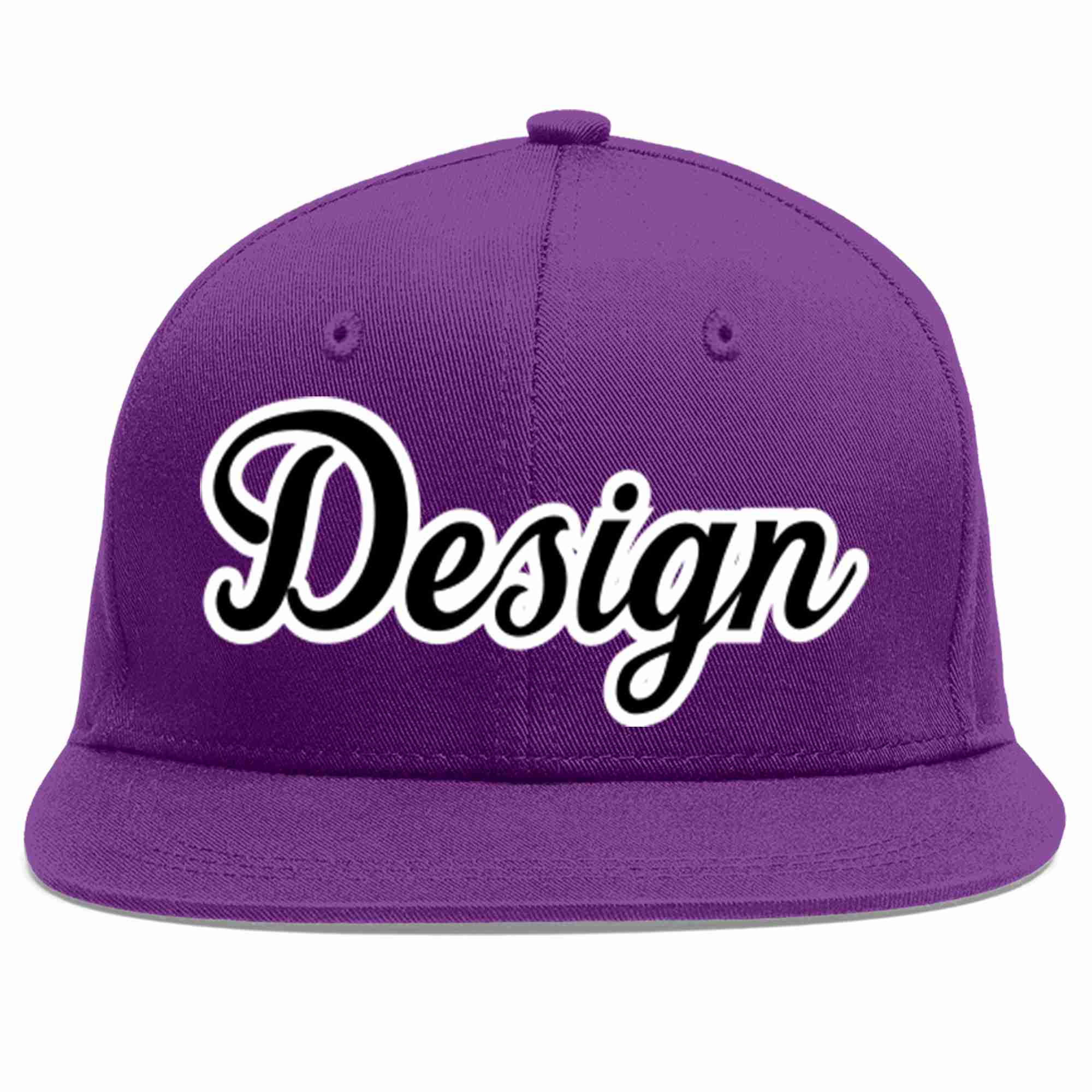 Custom Purple Black-White Flat Eaves Sport Baseball Cap Design for Men/Women/Youth