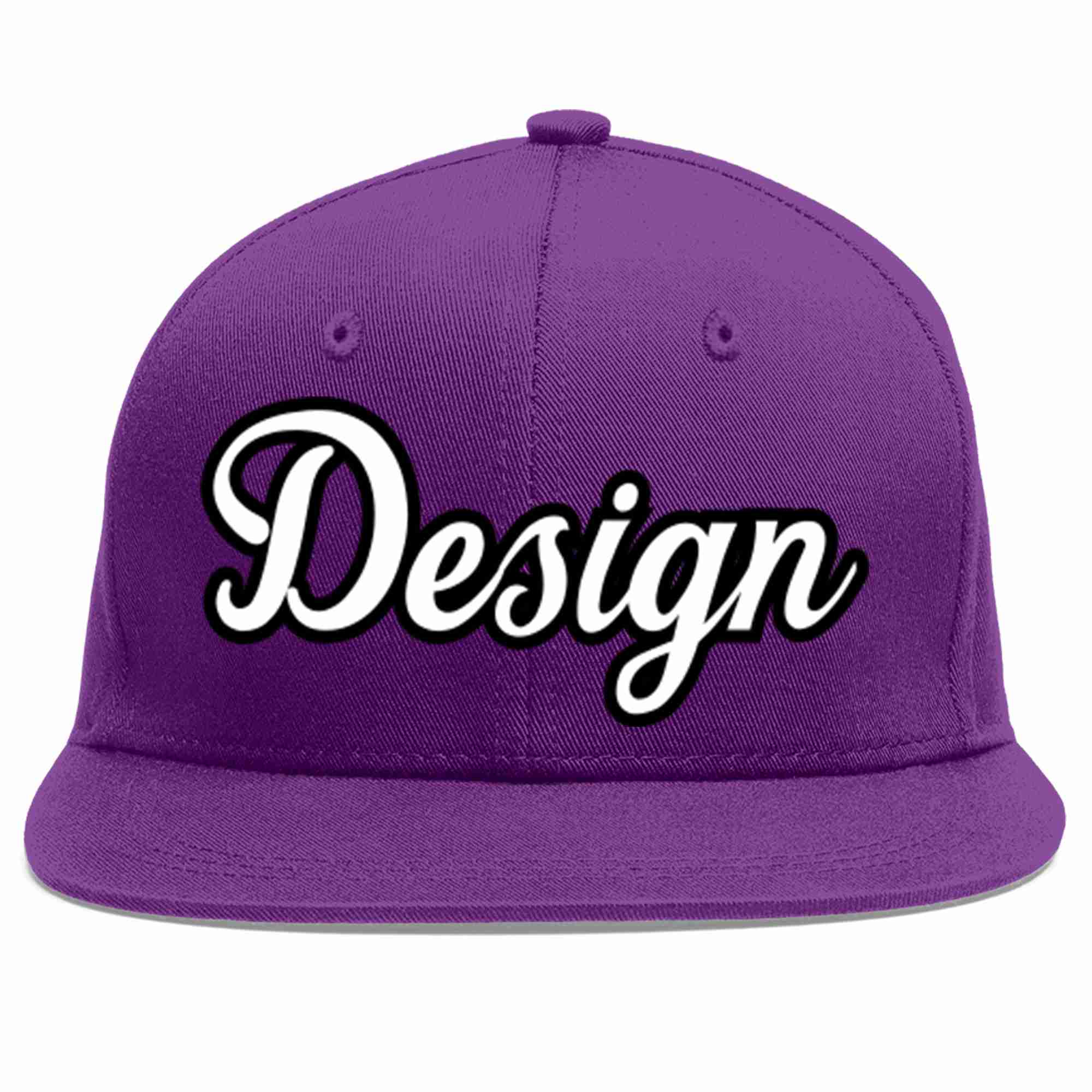 Conception personnalisée de casquette de baseball de sport à avant-toit plat violet blanc-noir pour hommes/femmes/jeunes