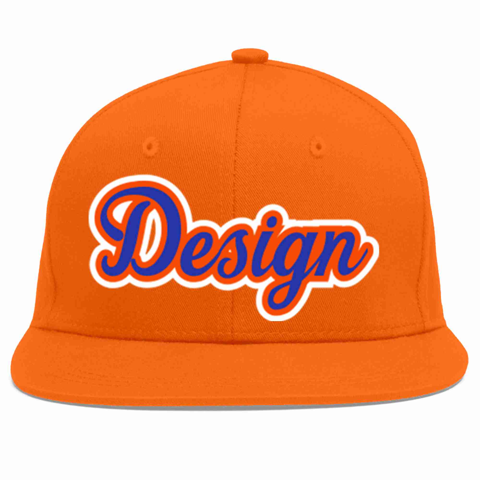 Custom Orange Royal-Orange Flat Eaves Sport Baseball Cap Design for Men/Women/Youth