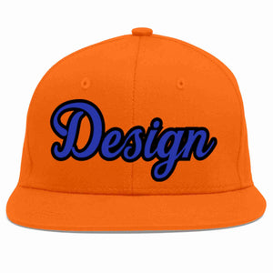 Custom Orange Royal-Black Flat Eaves Sport Baseball Cap Design for Men/Women/Youth