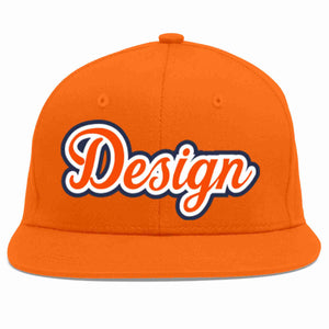 Conception personnalisée de casquette de baseball de sport à avant-toit plat orange orange-blanc pour hommes/femmes/jeunes