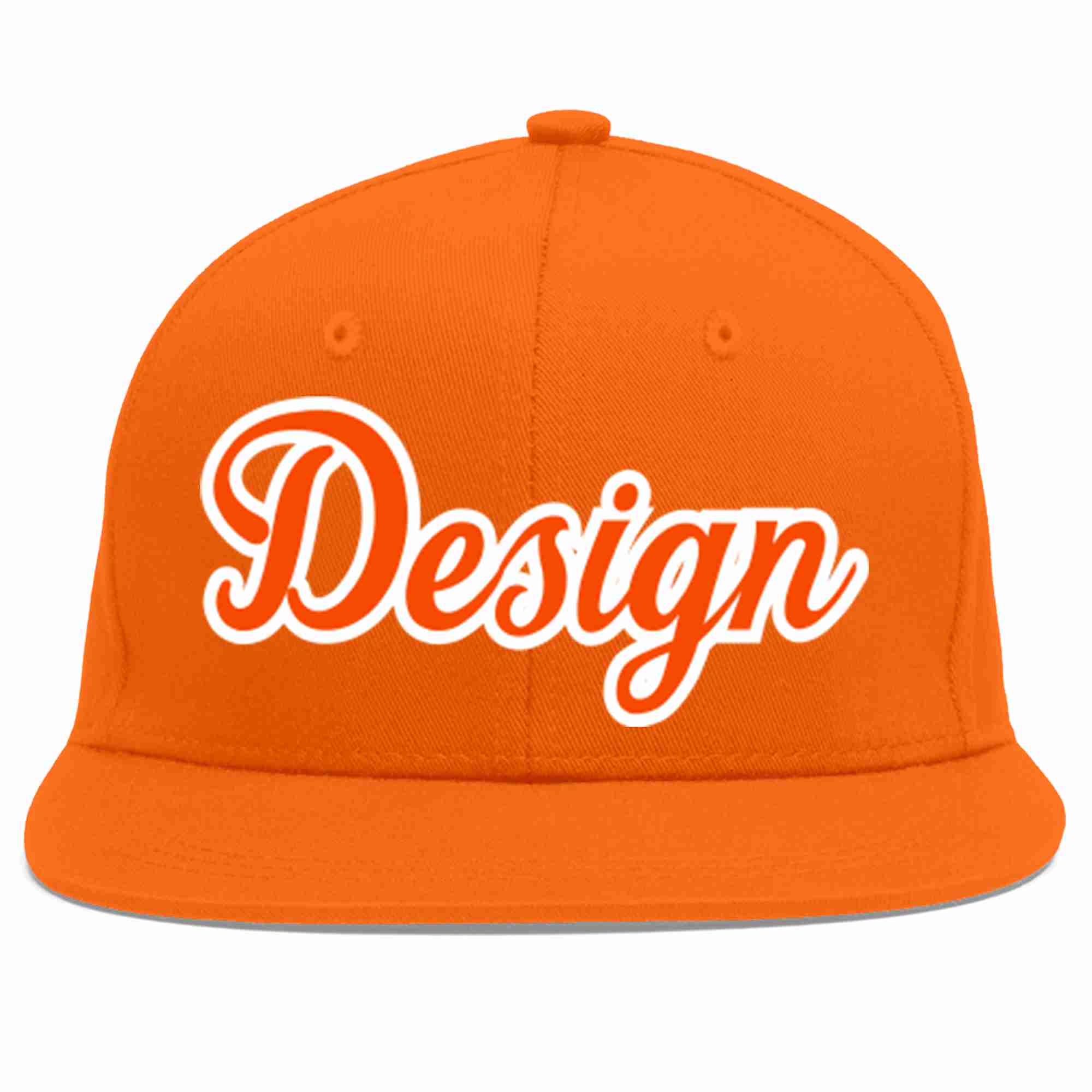 Conception personnalisée de casquette de baseball de sport à avant-toit plat orange orange-blanc pour hommes/femmes/jeunes