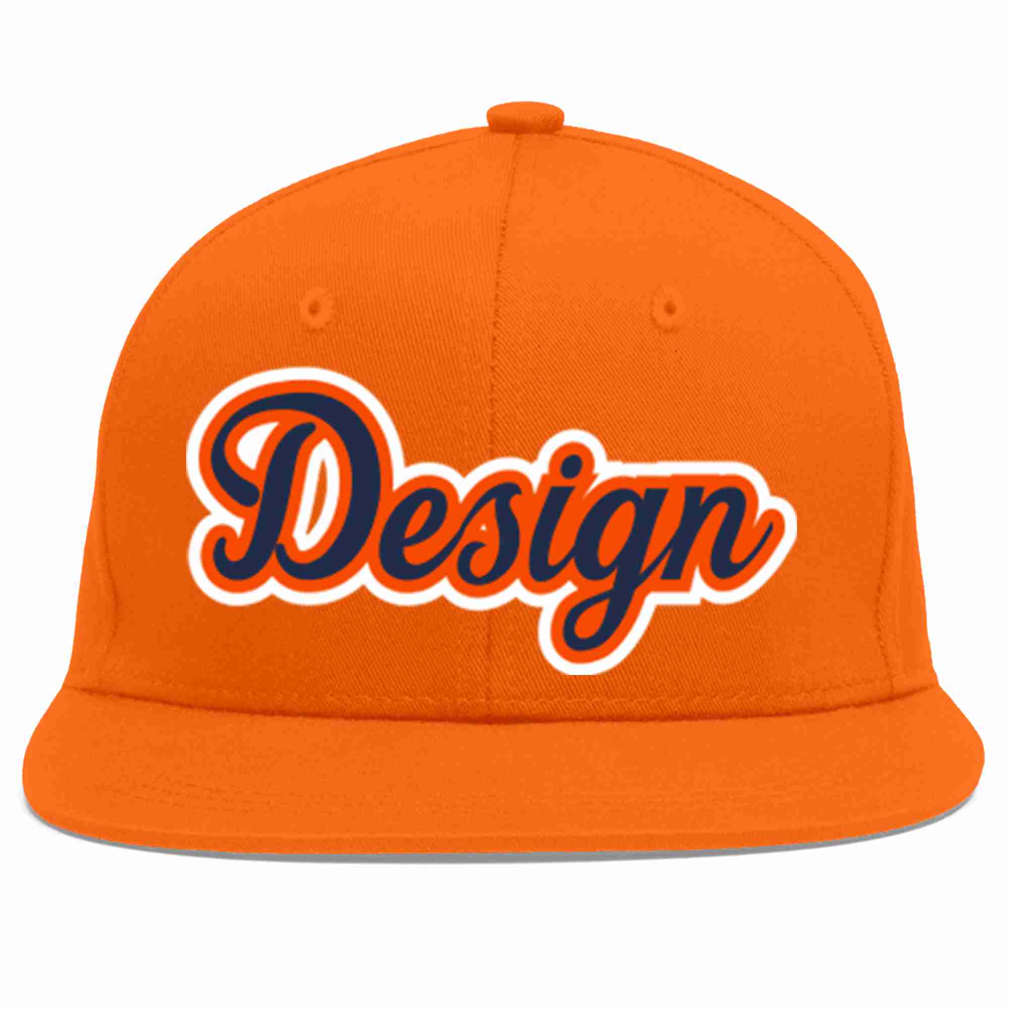 Conception personnalisée de casquette de baseball de sport à avant-toit plat orange marine-orange pour hommes/femmes/jeunes