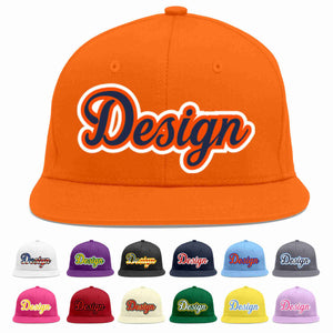 Custom Orange Navy-Orange Flat Eaves Sport Baseball Cap Design for Men/Women/Youth