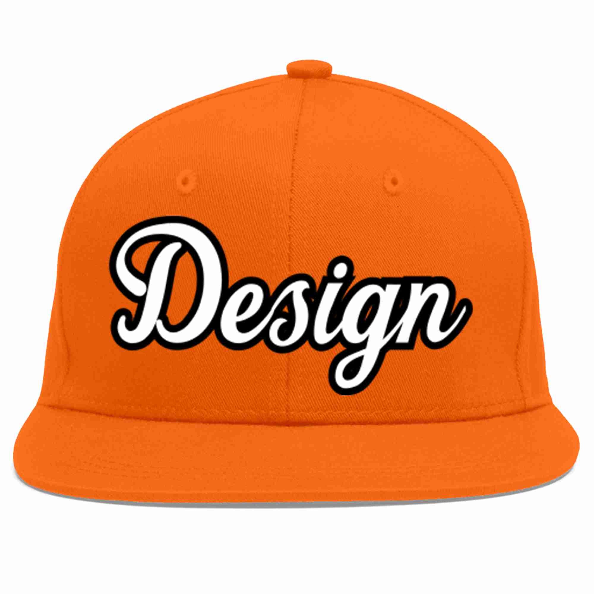 Custom Orange White-Black Flat Eaves Sport Baseball Cap Design for Men/Women/Youth