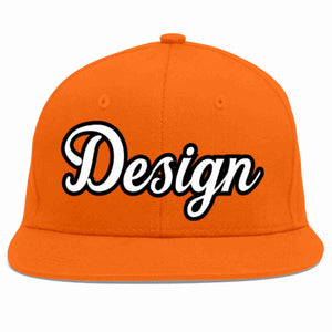 Conception personnalisée de casquette de baseball de sport à avant-toit plat orange blanc-noir pour hommes/femmes/jeunes