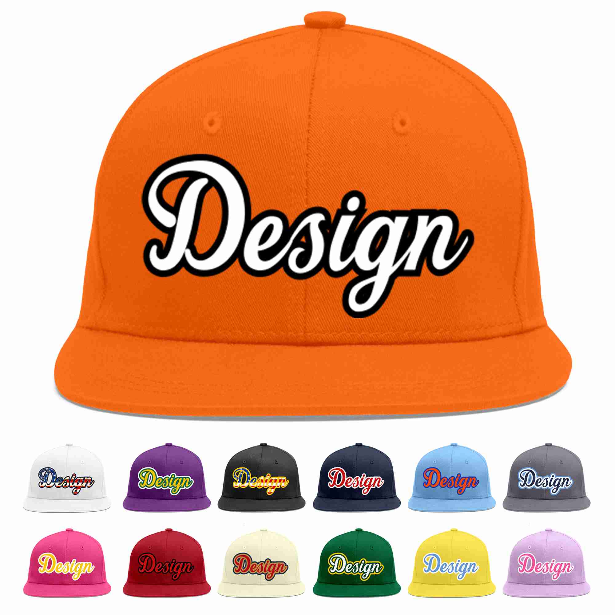 Custom Orange White-Black Flat Eaves Sport Baseball Cap Design for Men/Women/Youth