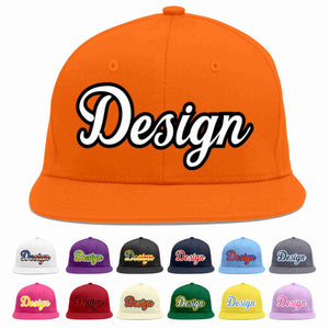 Conception personnalisée de casquette de baseball de sport à avant-toit plat orange blanc-noir pour hommes/femmes/jeunes