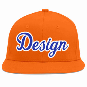 Custom Orange Royal-White Flat Eaves Sport Baseball Cap Design for Men/Women/Youth