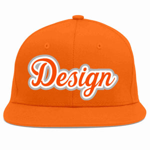 Custom Orange Orange-White Flat Eaves Sport Baseball Cap Design for Men/Women/Youth