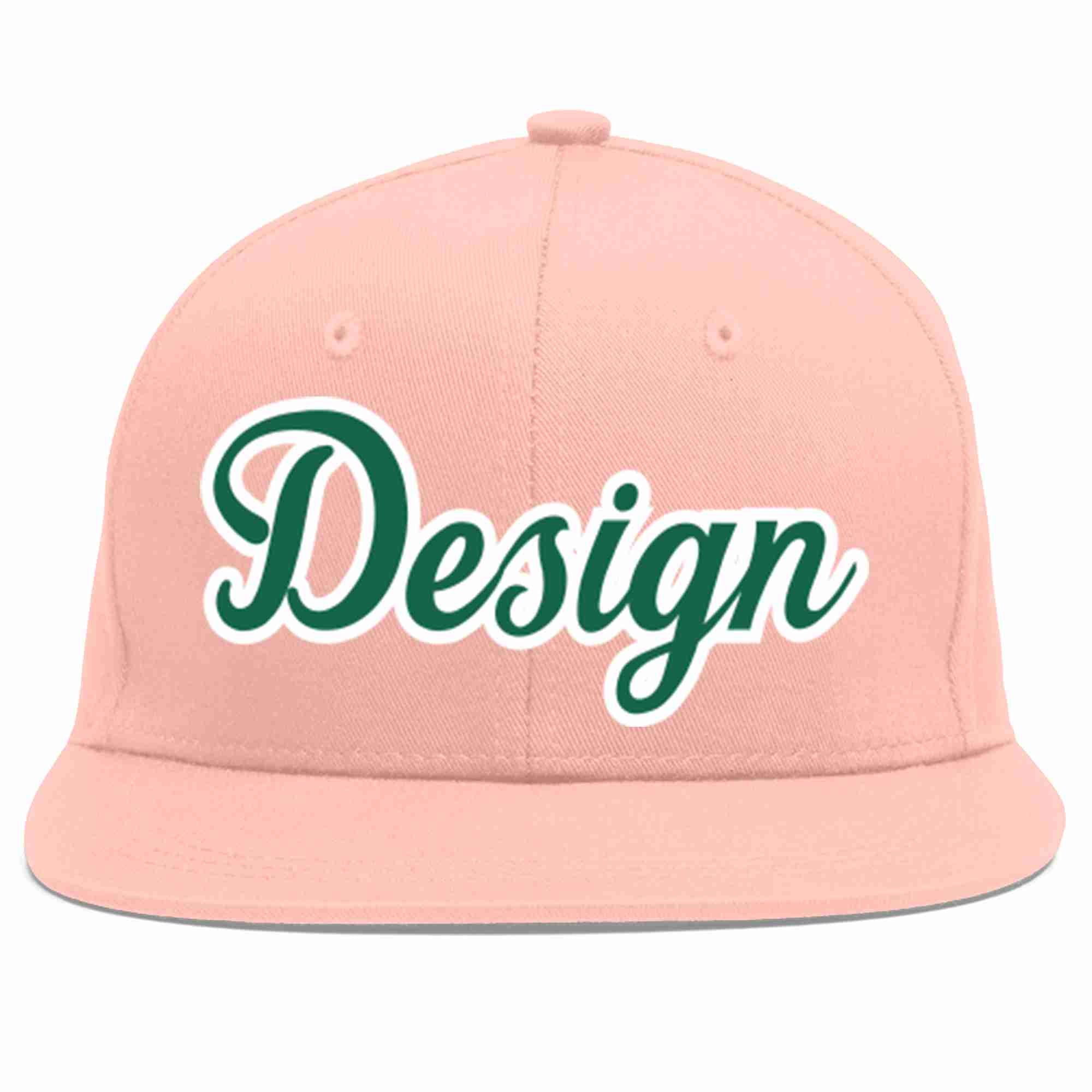 Custom Pink Kelly Green-White Flat Eaves Sport Baseball Cap Design for Men/Women/Youth