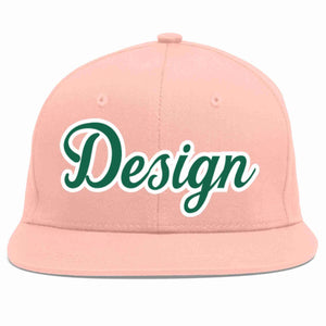 Casquette de baseball personnalisée rose Kelly vert-blanc avec avant-toit plat pour hommes/femmes/jeunes