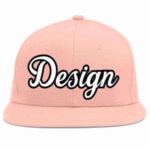 Custom Pink White-Black Flat Eaves Sport Baseball Cap Design for Men/Women/Youth