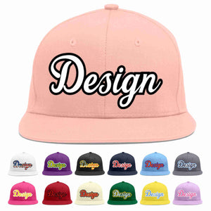 Custom Pink White-Black Flat Eaves Sport Baseball Cap Design for Men/Women/Youth