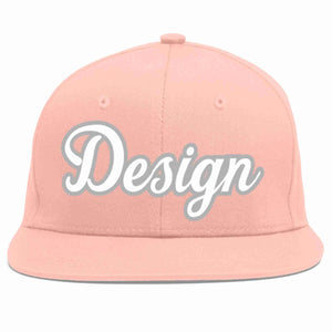 Custom Pink White-Gray Flat Eaves Sport Baseball Cap Design for Men/Women/Youth