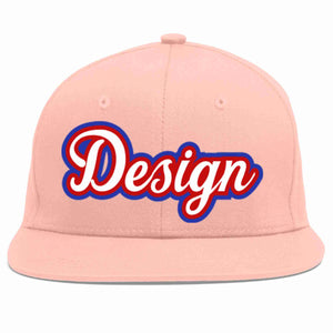 Conception personnalisée de casquette de baseball de sport à avant-toit plat rose blanc-rouge pour hommes/femmes/jeunes