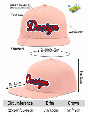 Custom Pink Red-Navy Flat Eaves Sport Baseball Cap Design for Men/Women/Youth