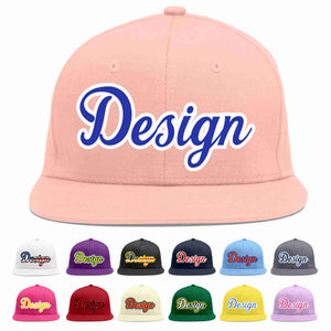 Custom Pink Royal-White Flat Eaves Sport Baseball Cap Design for Men/Women/Youth