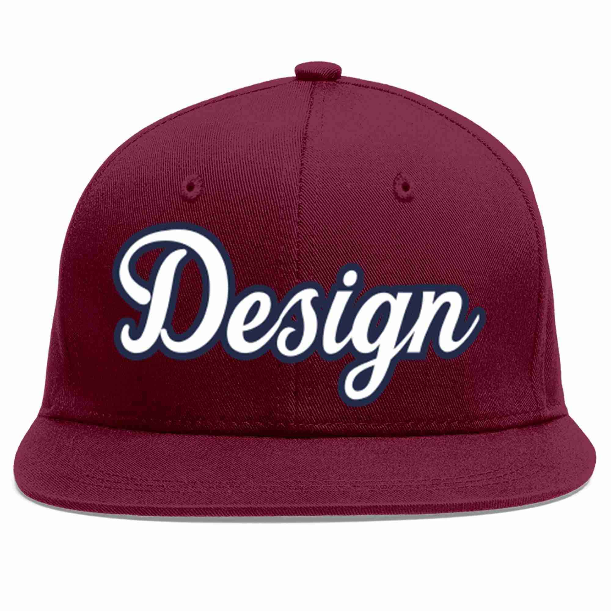 Custom Crimson White-Navy Flat Eaves Sport Baseball Cap Design for Men/Women/Youth