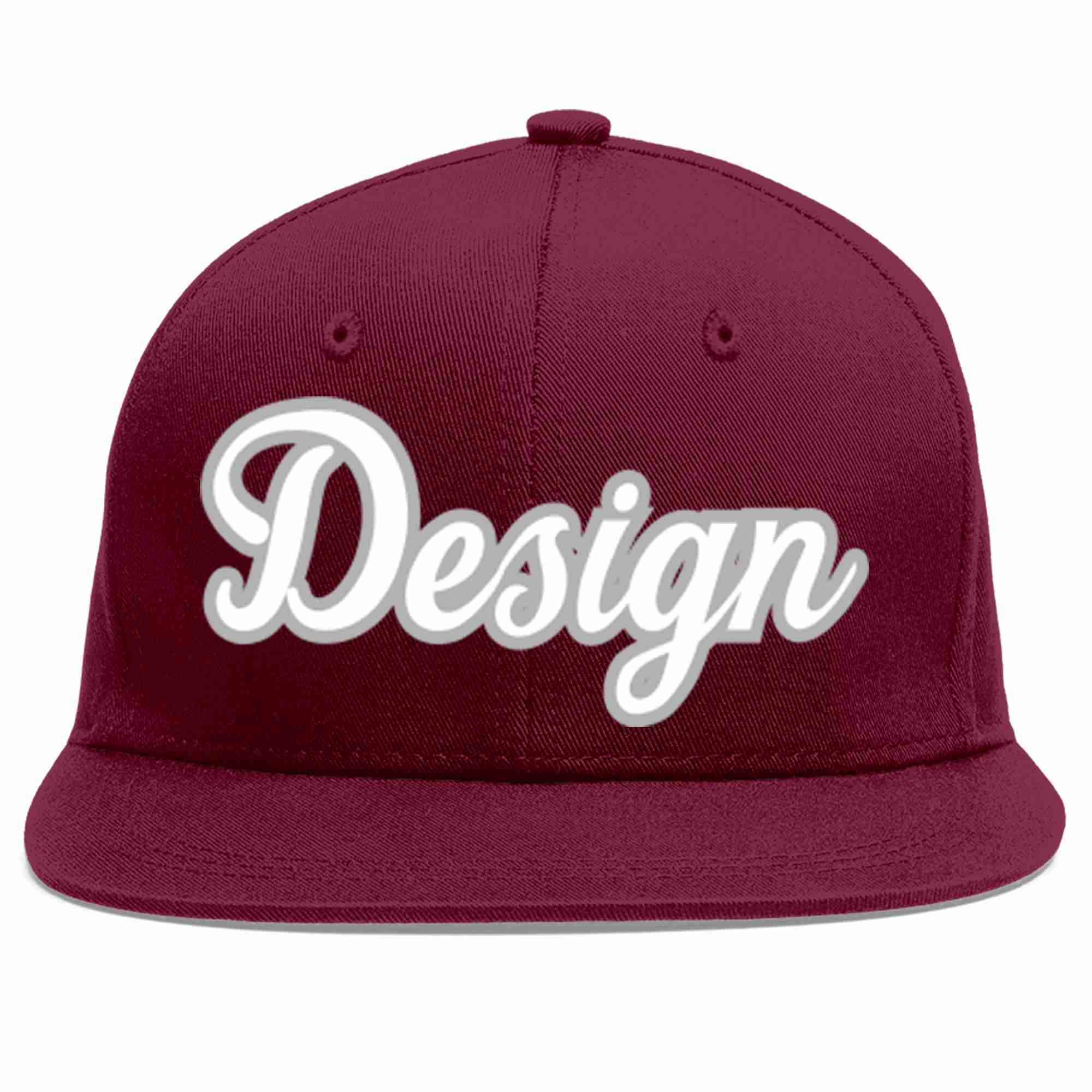 Custom Crimson White-Gray Flat Eaves Sport Baseball Cap Design for Men/Women/Youth