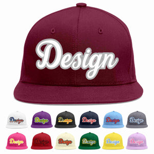 Custom Crimson White-Gray Flat Eaves Sport Baseball Cap Design for Men/Women/Youth