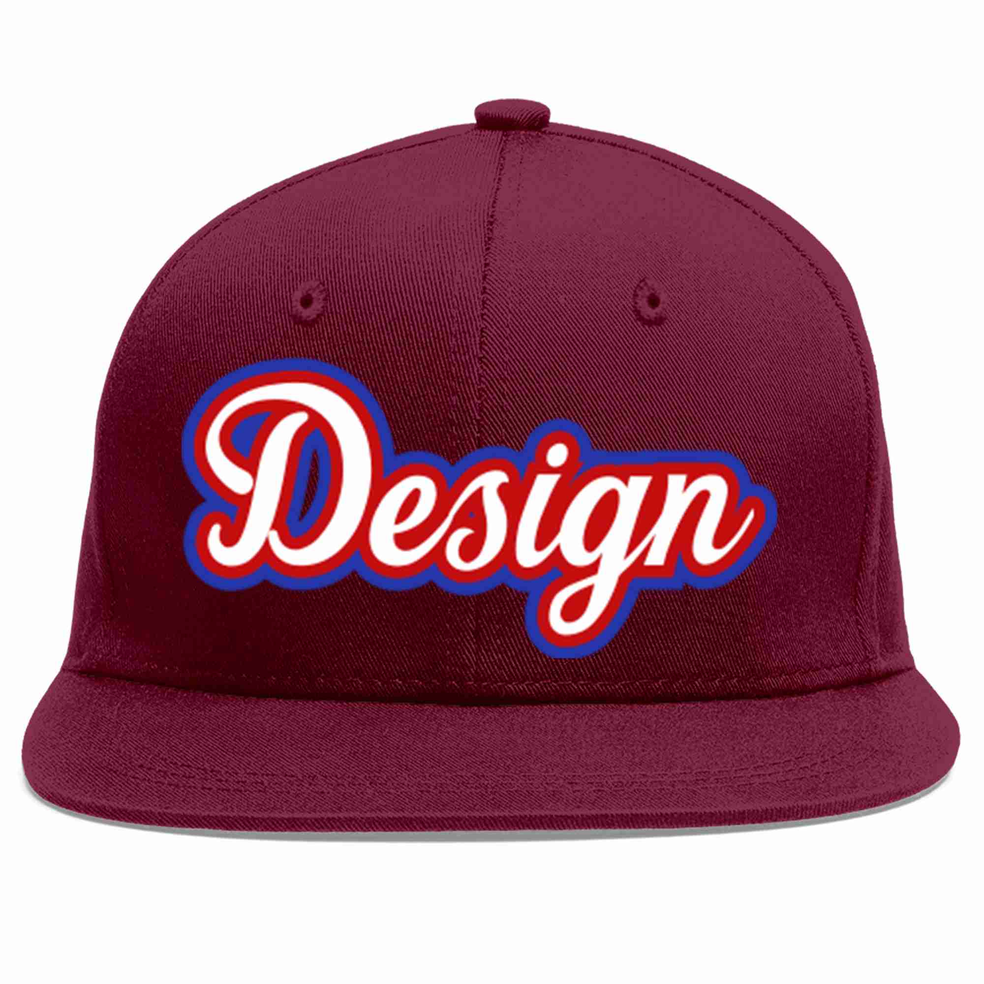 Conception personnalisée de casquette de baseball de sport à avant-toit plat blanc-rouge cramoisi pour hommes/femmes/jeunes