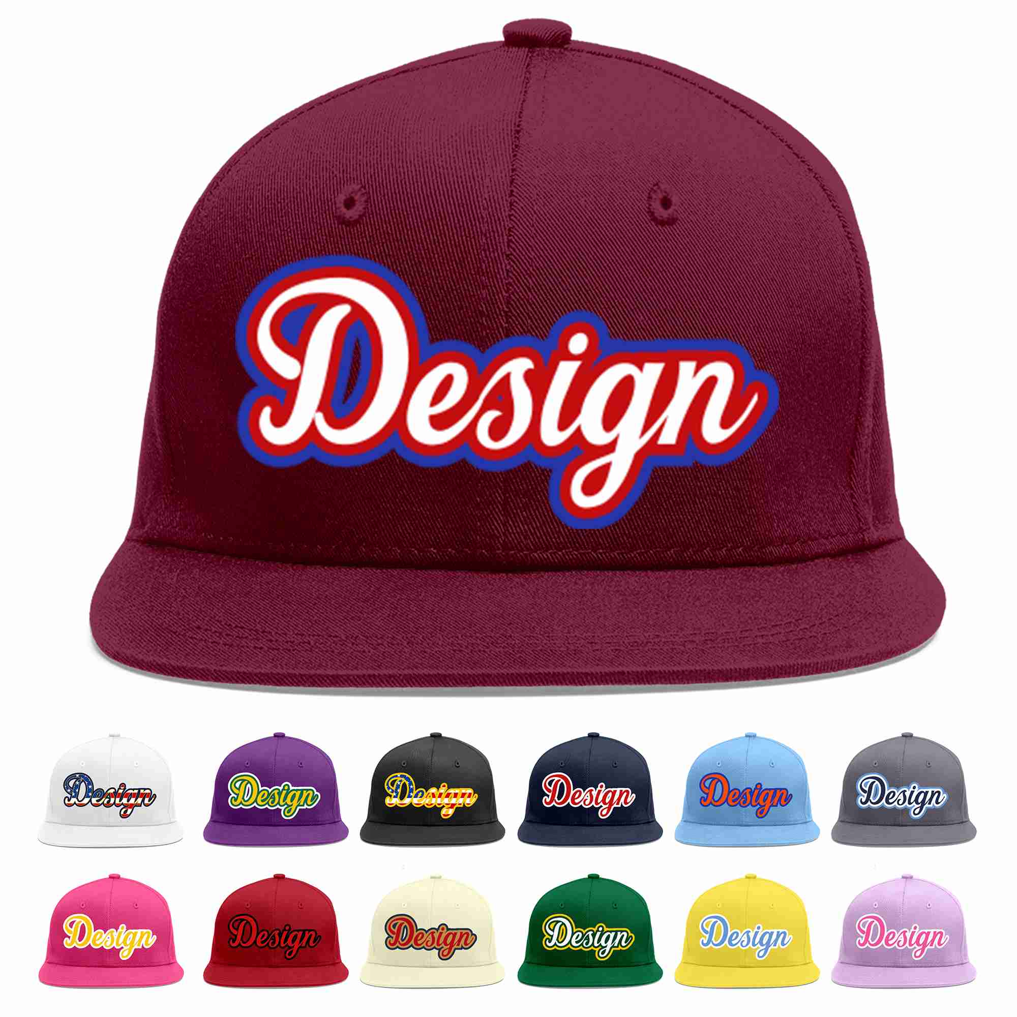 Custom Crimson White-Red Flat Eaves Sport Baseball Cap Design for Men/Women/Youth