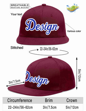 Custom Crimson Royal-White Flat Eaves Sport Baseball Cap Design for Men/Women/Youth