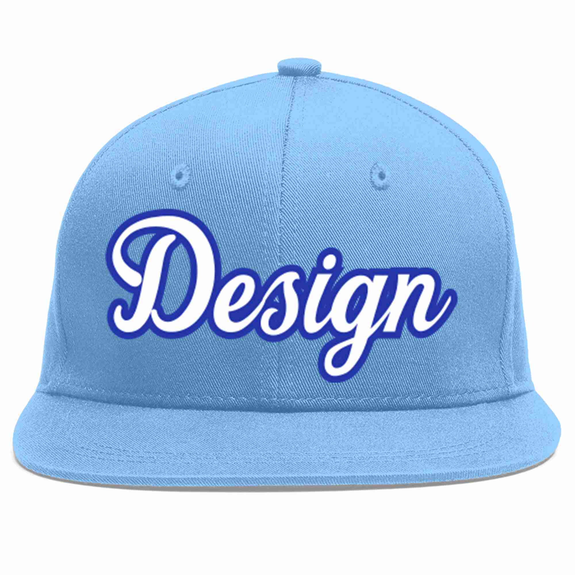 Casquette de baseball de sport personnalisée bleu clair blanc-royal, conception pour hommes/femmes/jeunes