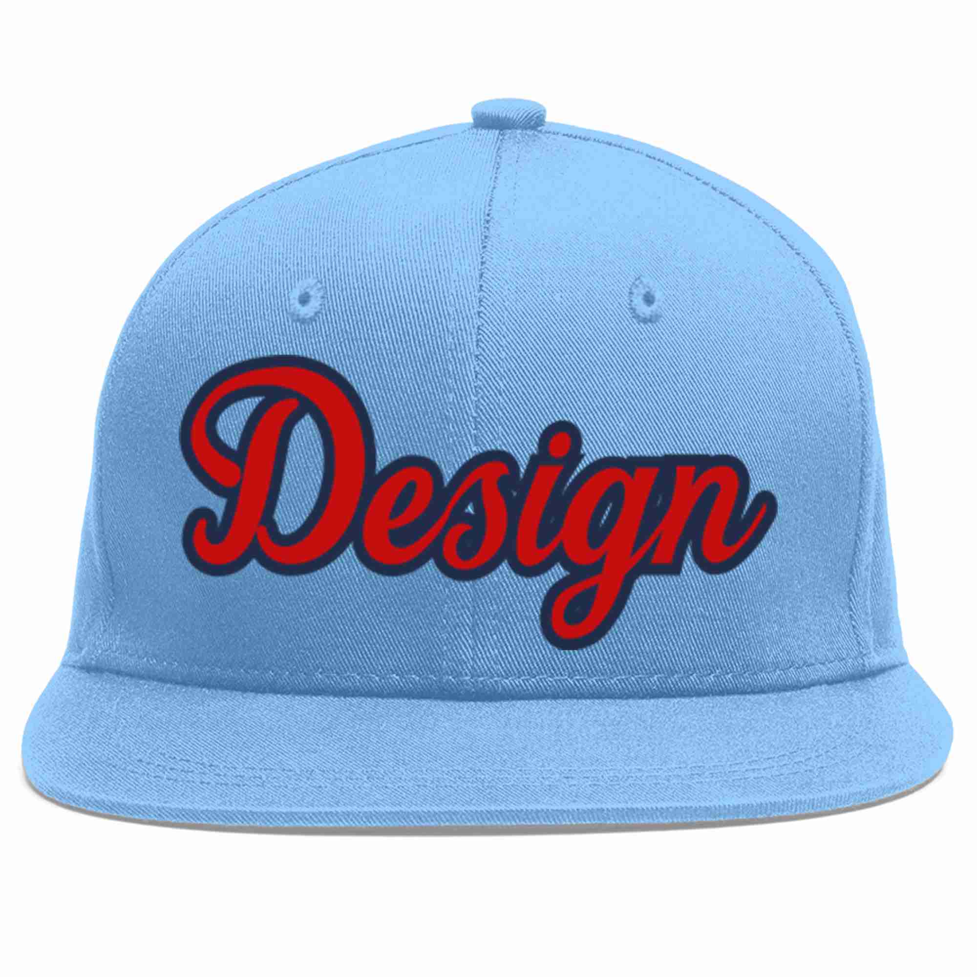 Conception personnalisée de casquette de baseball de sport à avant-toit plat bleu clair rouge-marine pour hommes/femmes/jeunes