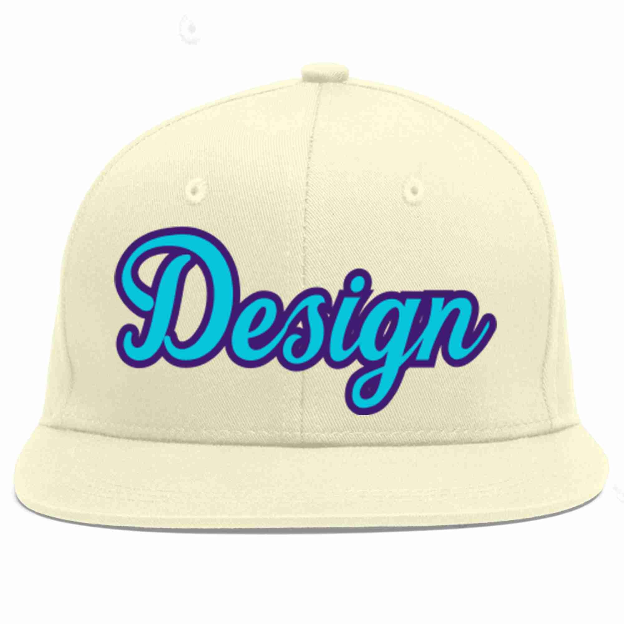 Custom Cream Light Blue-purple Flat Eaves Sport Baseball Cap Design for Men/Women/Youth