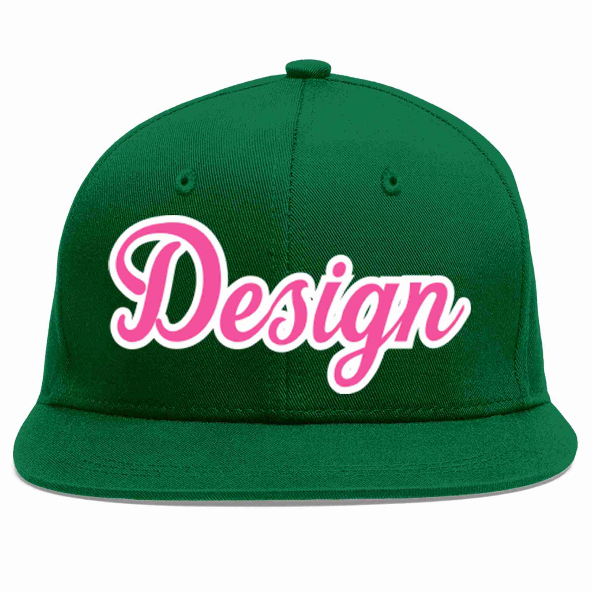 Conception personnalisée de casquette de baseball de sport à avant-toit plat vert rose-blanc pour hommes/femmes/jeunes