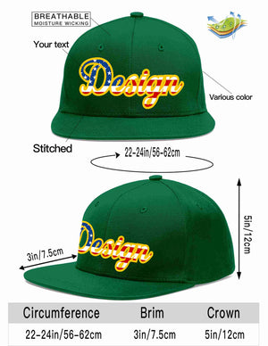 Custom Green Vintage USA Flag-Gold Flat Eaves Sport Baseball Cap Design for Men/Women/Youth