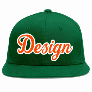 Conception personnalisée de casquette de baseball de sport à avant-toit plat vert orange-blanc pour hommes/femmes/jeunes