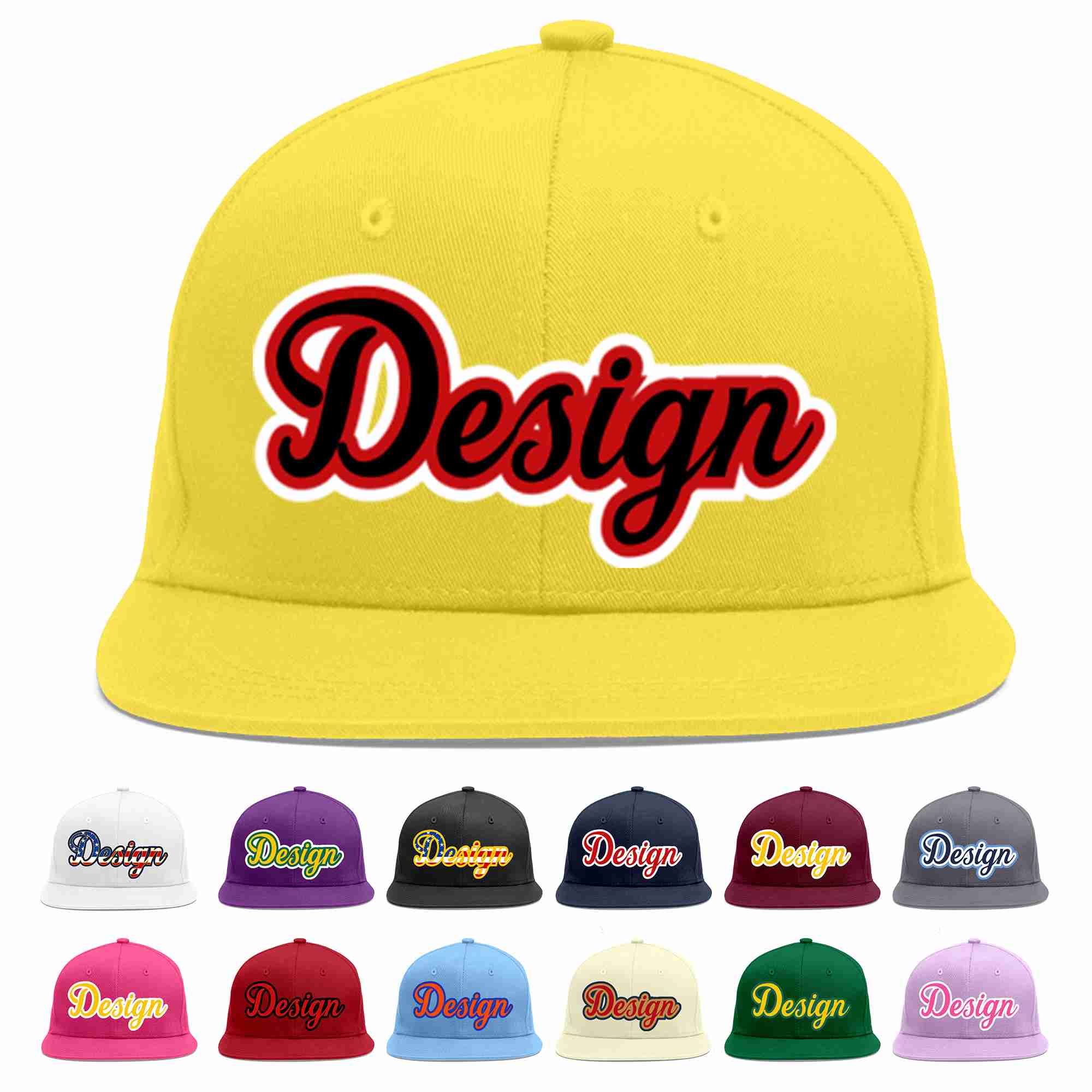 Custom Light Gold Black-Red Flat Eaves Sport Baseball Cap Design for Men/Women/Youth