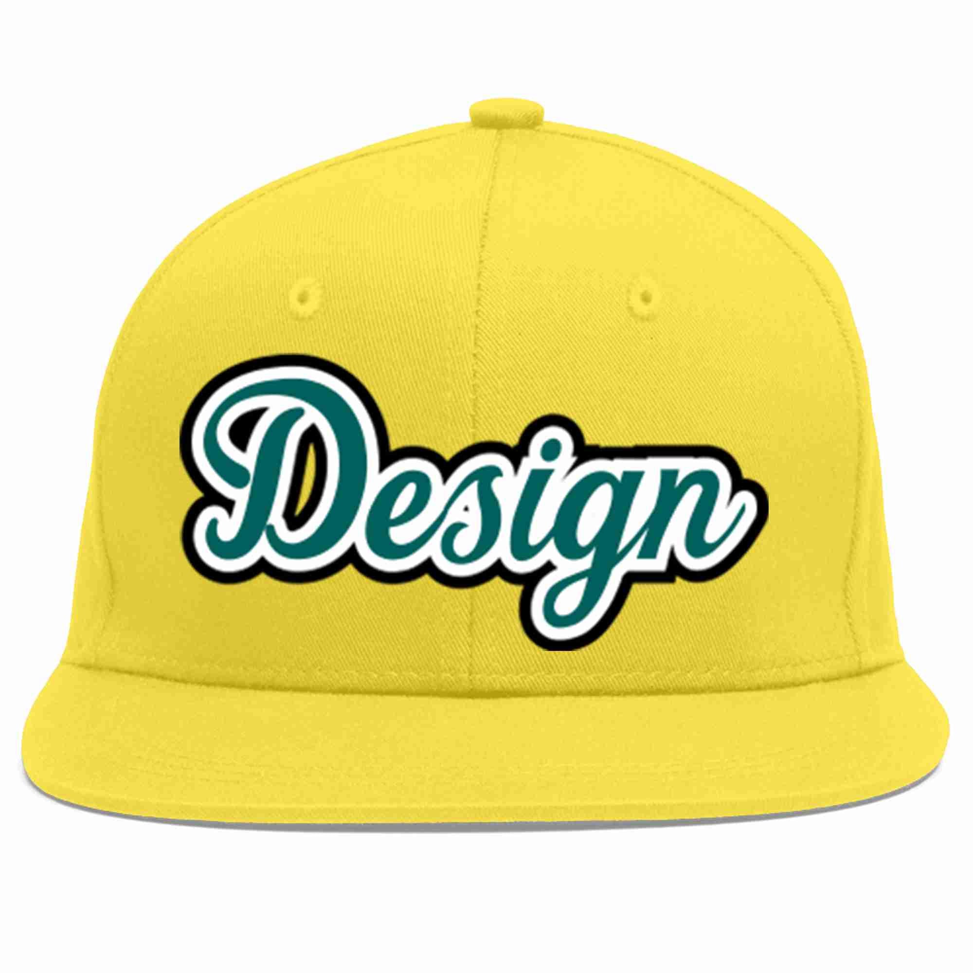 Custom Light Gold Aqua-White Flat Eaves Sport Baseball Cap Design for Men/Women/Youth