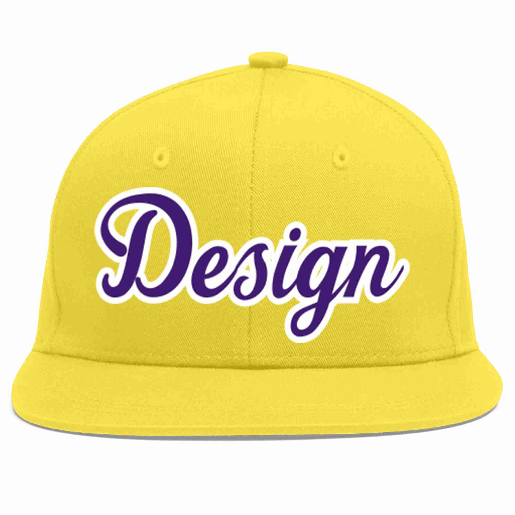 Conception personnalisée de casquette de baseball de sport à avant-toit plat violet-blanc or clair pour hommes/femmes/jeunes