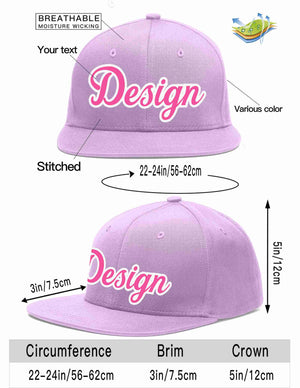 Custom Light Purple Pink-White Flat Eaves Sport Baseball Cap Design for Men/Women/Youth