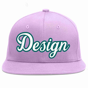 Custom Light Purple White-Aqua Flat Eaves Sport Baseball Cap Design for Men/Women/Youth