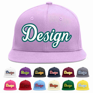 Custom Light Purple White-Aqua Flat Eaves Sport Baseball Cap Design for Men/Women/Youth