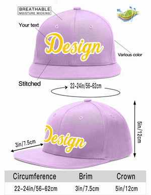 Custom Light Purple Gold-White Flat Eaves Sport Baseball Cap Design for Men/Women/Youth