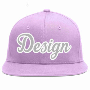 Custom Light Purple Gray-White Flat Eaves Sport Baseball Cap Design for Men/Women/Youth