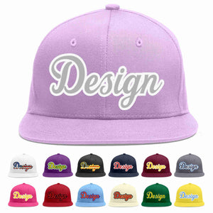 Custom Light Purple Gray-White Flat Eaves Sport Baseball Cap Design for Men/Women/Youth